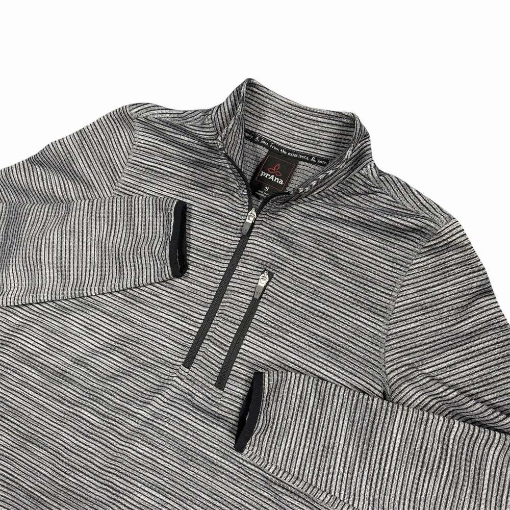 prAna Quarter Zip Pullover Men’s Small Gray Striped Stretch Performance Jacket